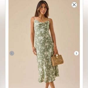 Altard state Satin Dress Sage party dress Mila Midi dress